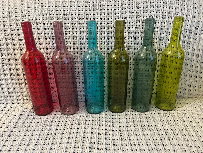 Colored Wine Bottle Bird Feeder