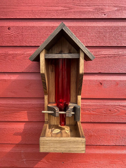 Colored Wine Bottle Bird Feeder