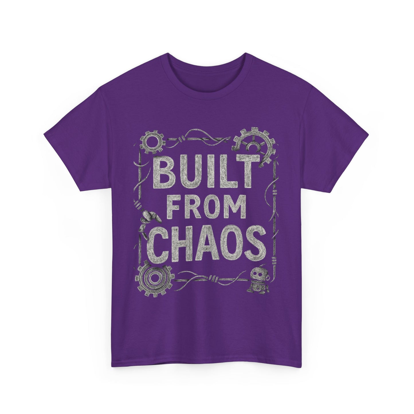 Inspirational Unisex Heavy Cotton Tee - "Built From Chaos"