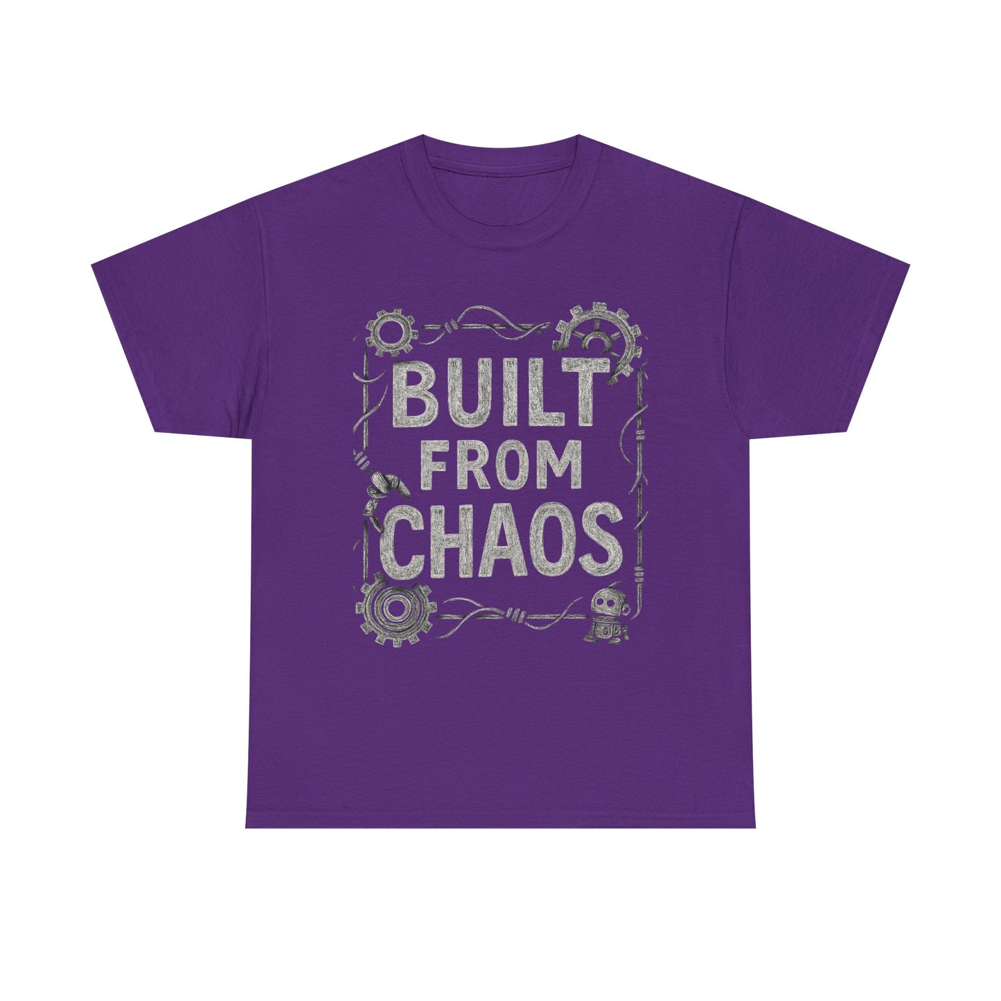 Inspirational Unisex Heavy Cotton Tee - "Built From Chaos"