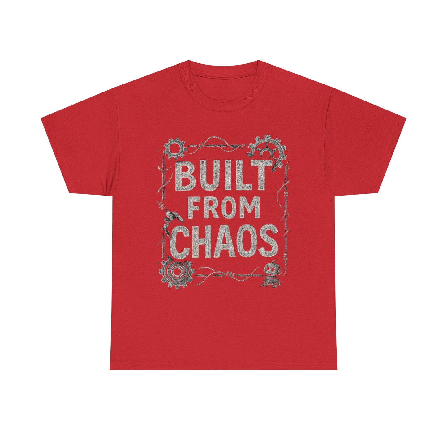 Inspirational Unisex Heavy Cotton Tee - "Built From Chaos"
