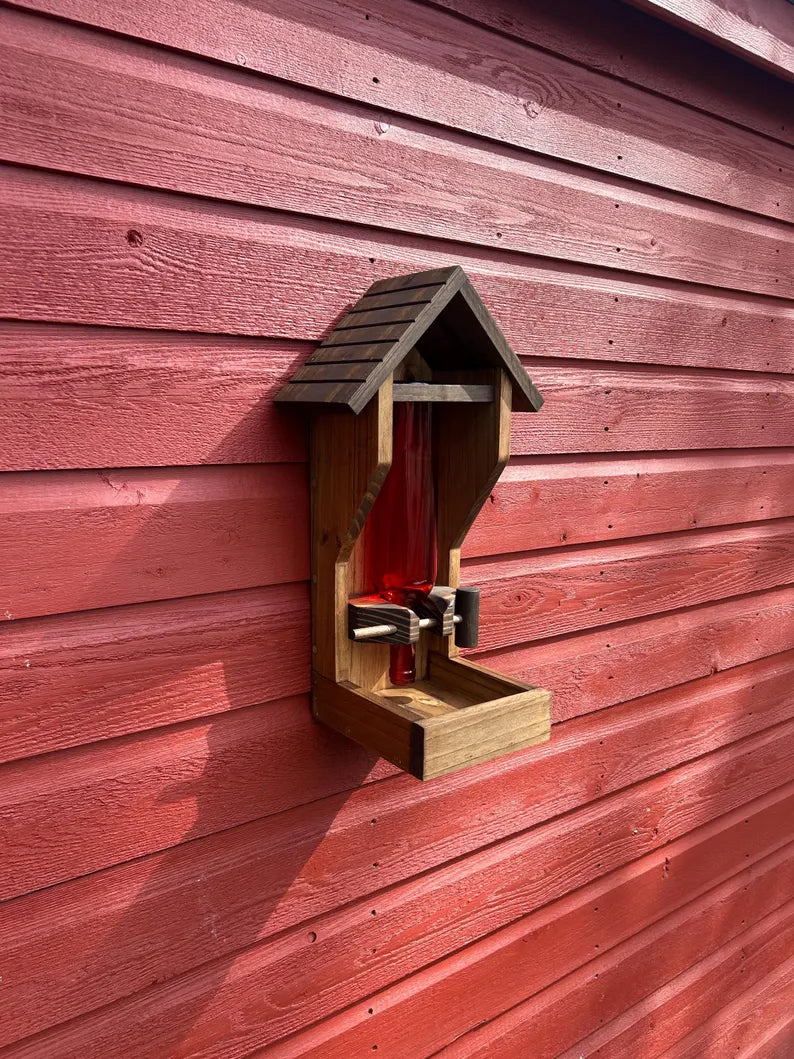 Colored Wine Bottle Bird Feeder