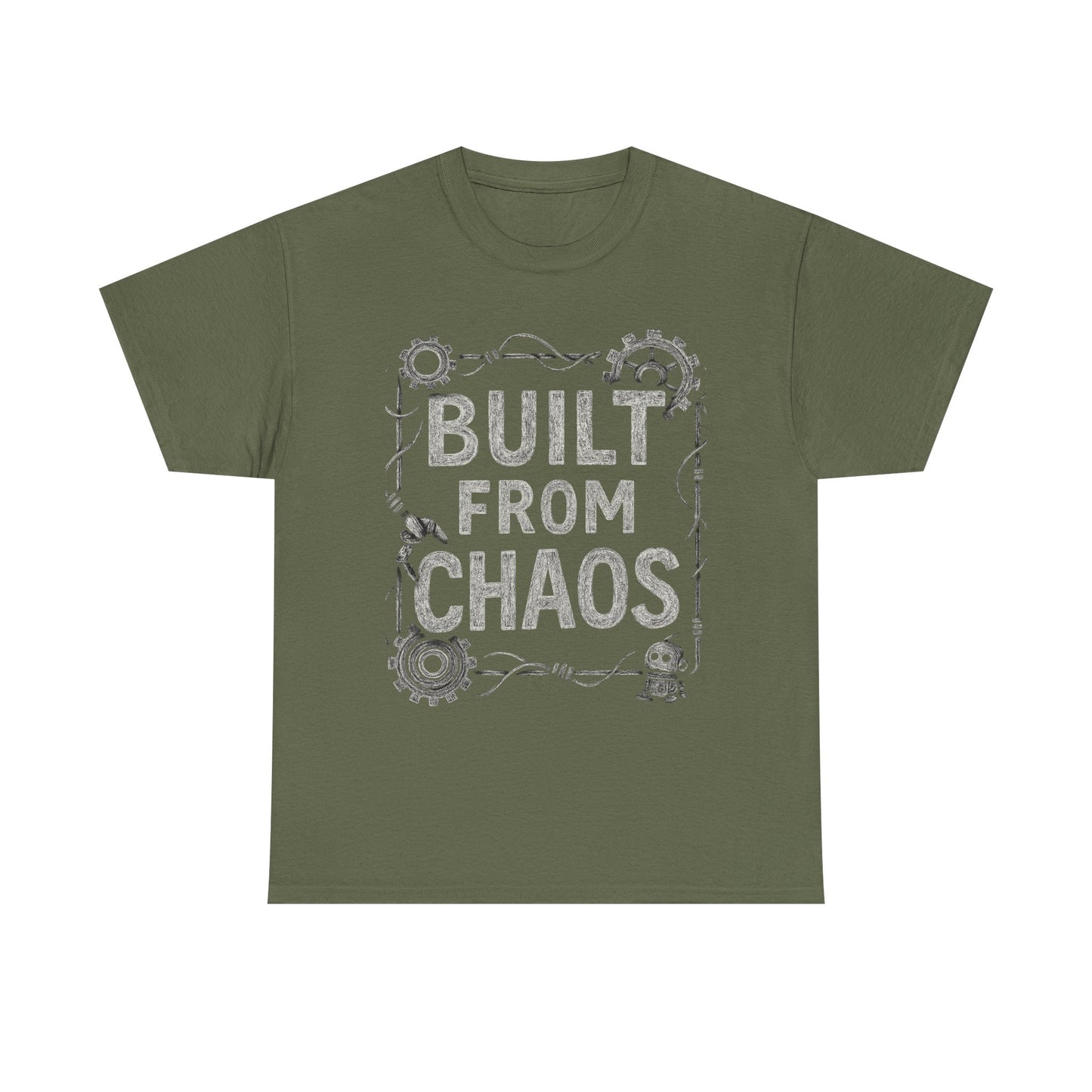 Inspirational Unisex Heavy Cotton Tee - "Built From Chaos"