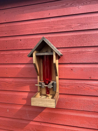 Colored Wine Bottle Bird Feeder