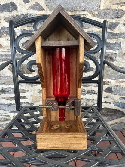 Colored Wine Bottle Bird Feeder