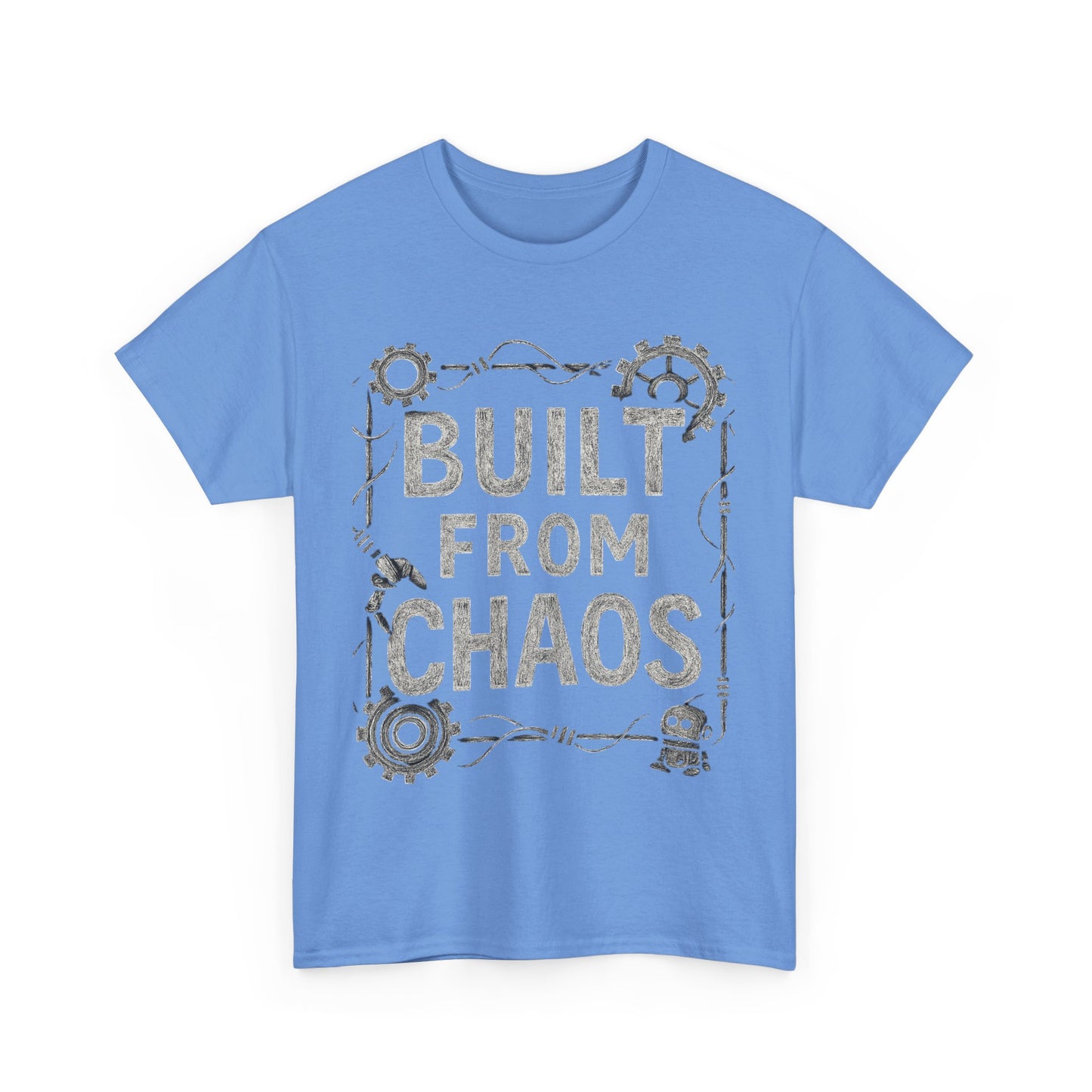 Inspirational Unisex Heavy Cotton Tee - "Built From Chaos"