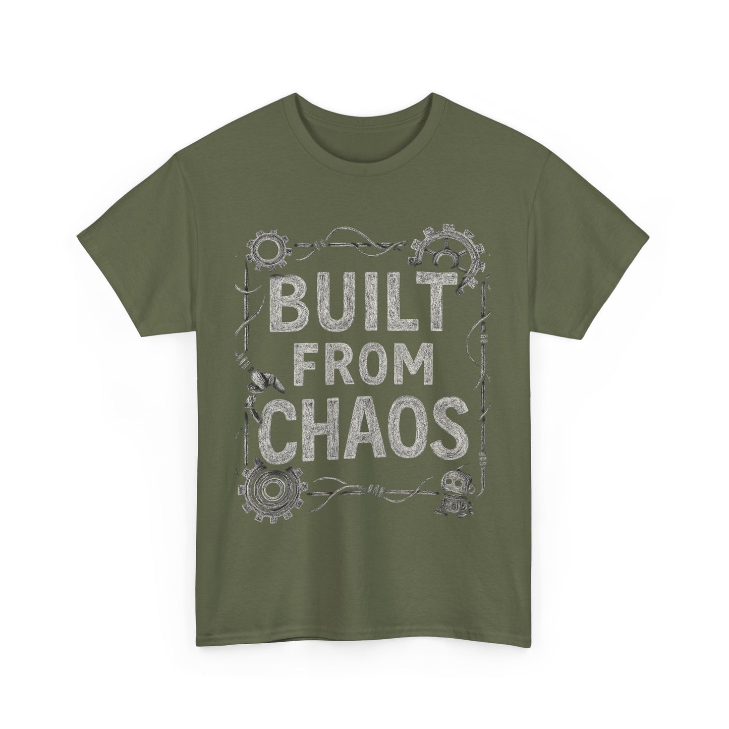 Inspirational Unisex Heavy Cotton Tee - "Built From Chaos"