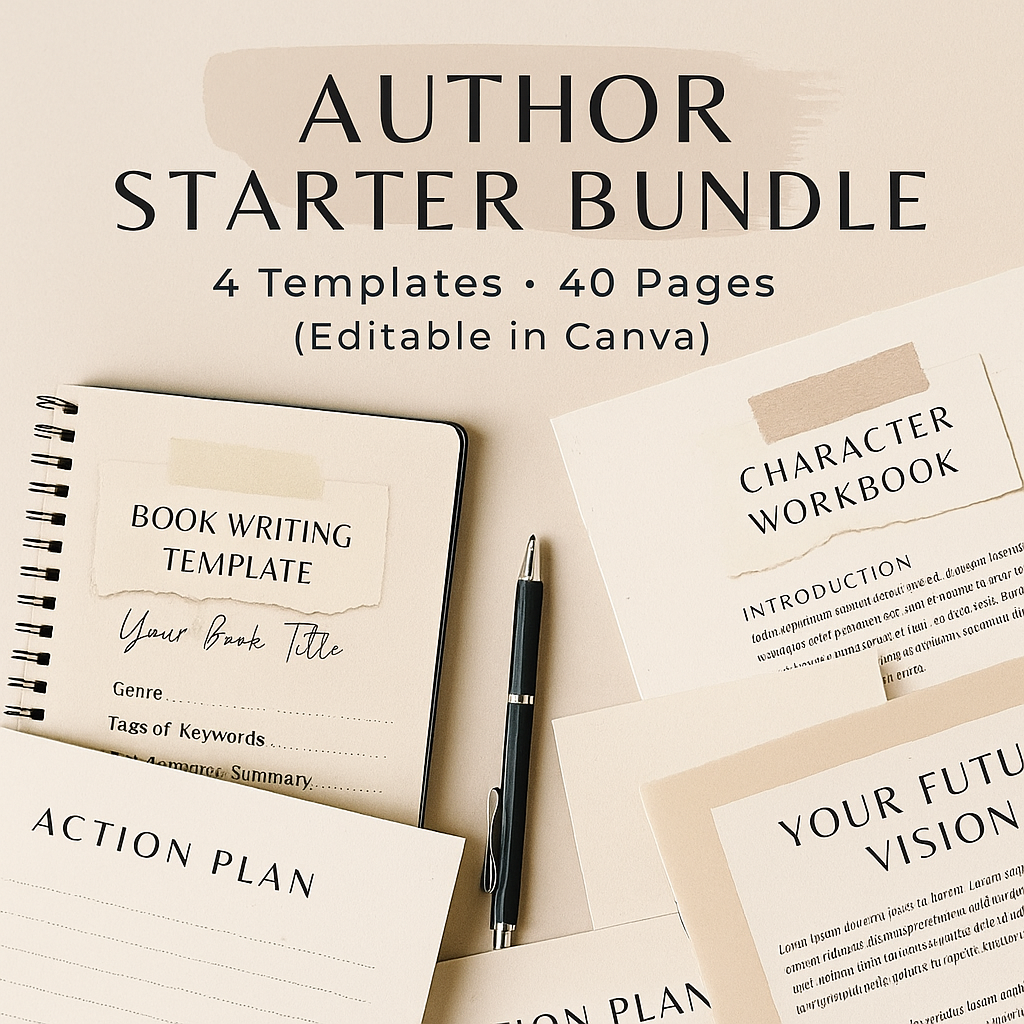 Author Starter Template | Book Writing Prompts & Planner | Self-Publishing Workbook | Story Idea Organizer
